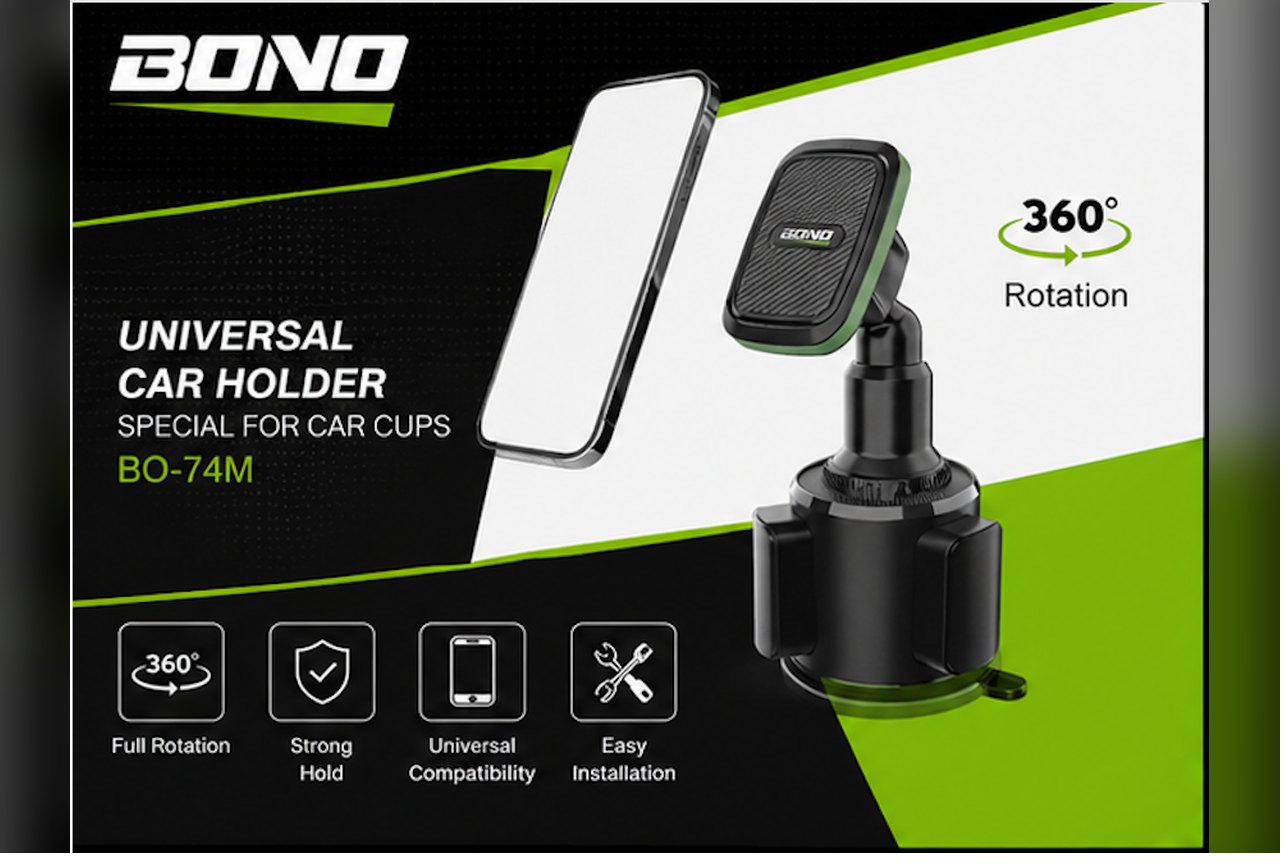 מחזיק נייד מגנטי למעמד כוסות BONO BO-74M · מגנטי · 360°