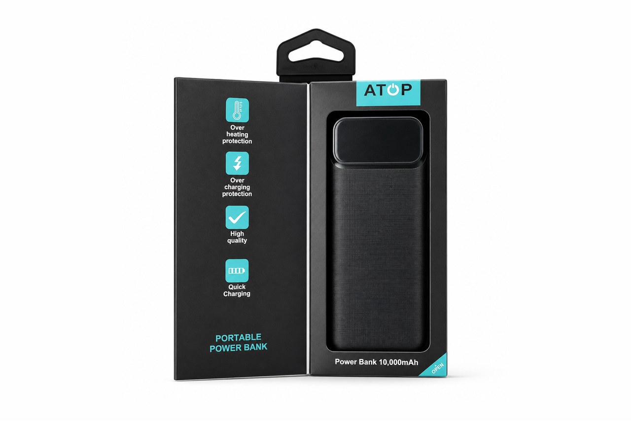מטען נייד קטן 10,000mAh ATOP · נייד וקומפקטי